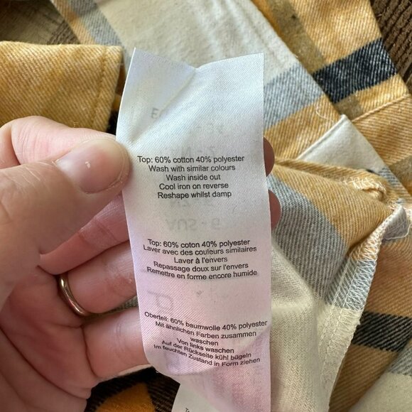 Boohoo petite mustard yellow and cream checked shacket women's size 2 petite - Picture 5 of 7